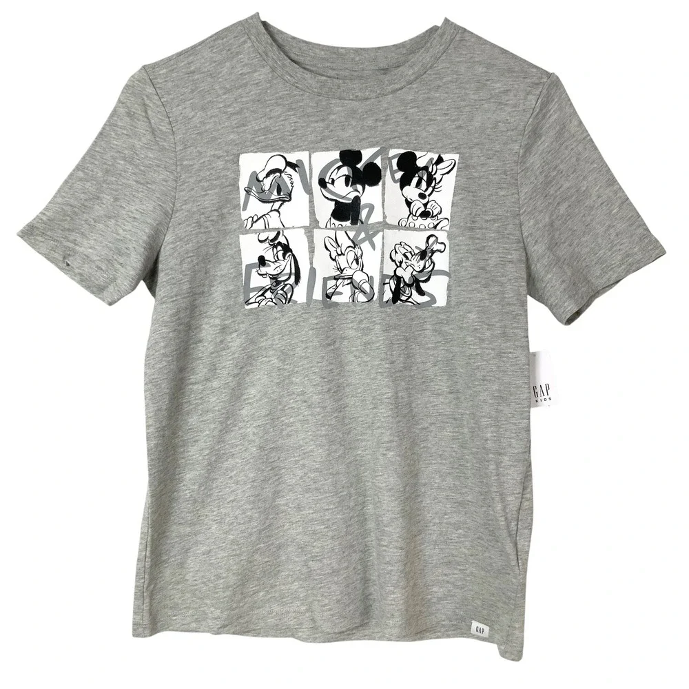 GAP Kids Disney Gray Mickey & Friends T-Shirt L Pullover Crew Neck Short Sleeve